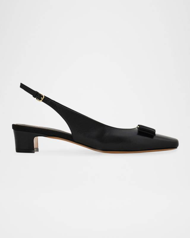 Rivada Leather Bow Slingback Pumps